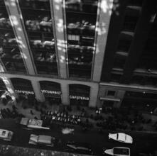 [Cafeteria workers demonstrating outside of Vanderbilt Cafeteria.]