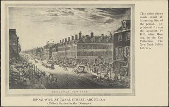 Broadway, at Canal Street, about 1834. (Niblo's Garden in the Distance.)
