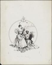Alonzo and  Marmaduke [Sketch of Two Seated Women Next to a Fireplace]