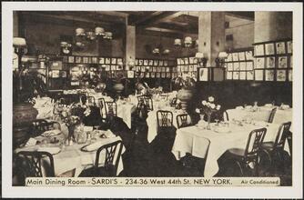 Main Dining Room -- Sardi's -- 234-36 West 44th St. New York.  Air Conditioned