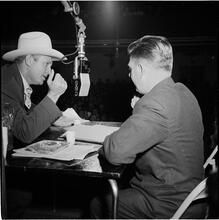 Arthur Godfrey [Godrey interviewing a man, possibly for Arthur Godfrey's Talent Scouts.]