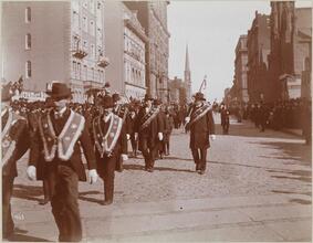 Parades - St. Patricks Day. March 18, 1895/ 57th St. Looking East from Broadway.