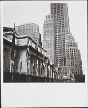 42nd St. library with flags, denoting Fifth Ave. the Avenue of the United Nations