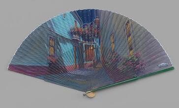 Folding fan of painted paper leaf