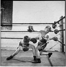 Boxing [at the] Police Athletic League [Two boys boxing.]