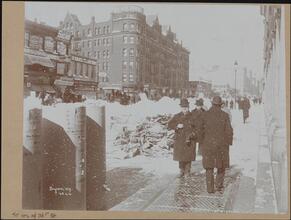 Snow Scenes, Blizzard, Street Scenes in New York City.