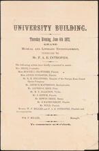 University Building. Grand Musical and Literary Entertainment, Tendered to Mr. F. A. E. Intropidi