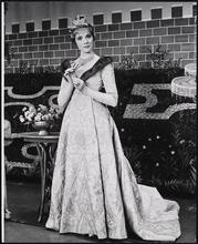 [Julie Andrews as Guenevere performing the number "Before I Gaze at You Again" in Act 1, Scene 9 of "Camelot".]