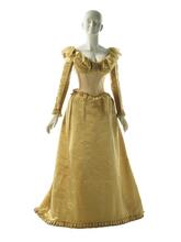 Evening dress in yellow satin