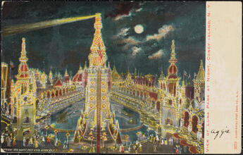View of Luna Park at Night, Coney Island, N.Y.