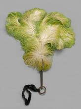 Fixed feather fan of ombré ostrich feathers