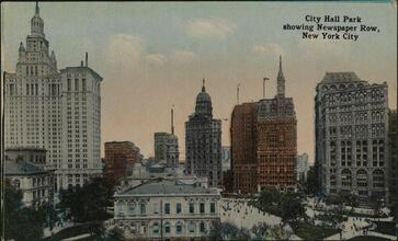 City Hall Park showing Newspaper Row, New York City