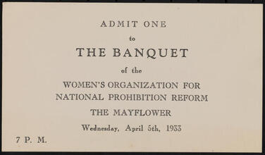 The Banquet of the Women's Organization for National Prohibition Reform