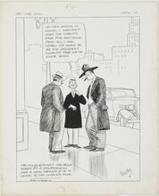 Mr. Milquetoast is asked by a Californian and a New Yorker if he is going to the World's Fair.