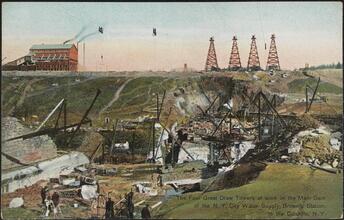 The Four Great Draw Towers at Work in the Main Dam of the N.Y. City Water Supply, Brown's Station, in the Catskills N. Y.