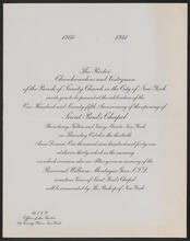 Celebration of the One Hundred and Seventy-fifth Anniversary of the opening on Saint Paul's Chapel