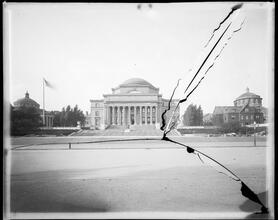 116th Street and Amsterdam Avenue. Columbia University, library and plaza.