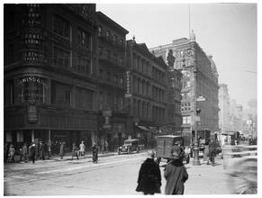 Broadway Series. West side of Broadway looking north from 12th Street. No. 822 on corner at left. 13th Street is seen and Union Square beyond.