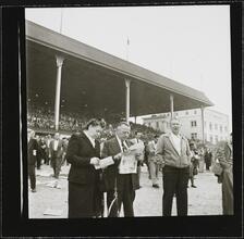 Aqueduct Race Track [Audience in the grandstands of a racetrack.]