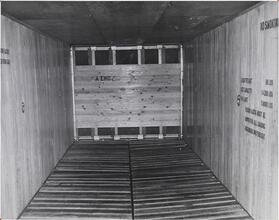[Interior view of a 50 ton - 50 foot express refrigerator railroad car.]