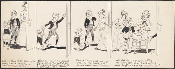 [Willie and his baby brother playing a joke on their mother.]