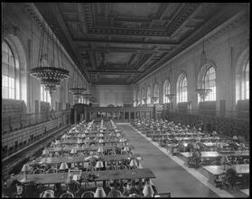 5th Avenue and 42nd Street. New York Public Library, general interior of main reading room.