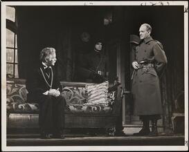 [Ralph Morgan as Mayor Orden and Otto Kruger as Colonel Lanser in "The Moon is Down".]