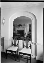 Bruce Barton [residence]. View through dining room mirror.