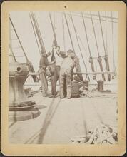 [Hoisting a sail.]