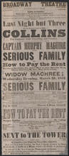 Last night but three of the engagement of Mr. Collins, the eminent Irish comedian and vocalist. "The Serious Family", Wednesday evening, March 19, 1851