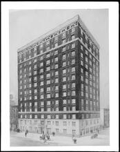 72nd Street and Lexington Avenue, N.W. corner. Watercolor rendering of apartment building.