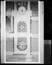 Joseph Pulitzer Fountain competition. Rendered plan showing plaza along 5th Avenue from 58th Street to 61st Street. 1/16" = 1'.
