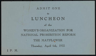 Luncheon of the Women's Organization for National Prohibition Reform