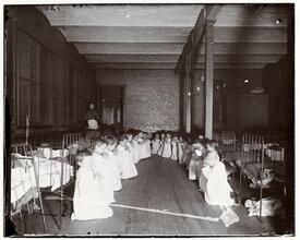 Prayer-time in the Nursery - Five Points House of Industry.