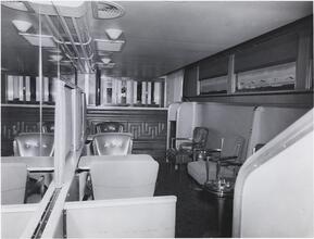 [Cocktail lounge in an Atchison, Topeka and Santa Fe Railway train.]