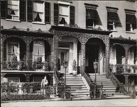 [Entrance to houses on Gramercy Park West.]