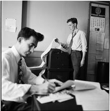Teenage Radio Show [Teenagers in an office.]