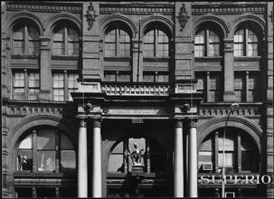 ["Puck" statue over Lafayette Street entrance to the Puck Building.]