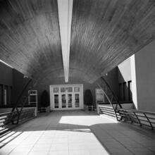 [Covered bridge to the Administration building, New York World's Fair.]