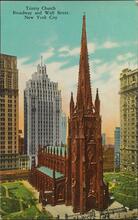 Trinity Church Broadway and Wall Street, New York City.