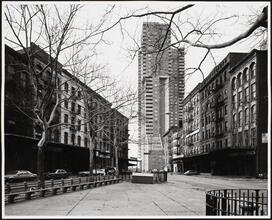 [Looking west from Duane Park to Independence Plaza North.]