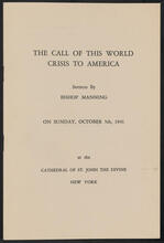 The Call of This World Crisis to America