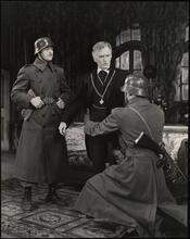 [John D. Seymour as Captain Bentick, Ralph Morgan as Mayor Orden and Kermit Kegley as a Soldier in "The Moon is Down".]