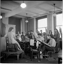 Columbia University [Students drawing a nude.]