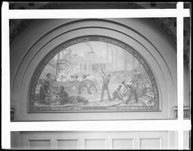 214 Broadway. National Park Bank, "Industry" mural.