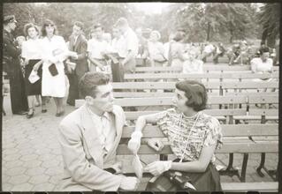 Walter Cartier, Prizefighter of Greenwich Village [Walter Cartier sitting on a bench with a woman.]