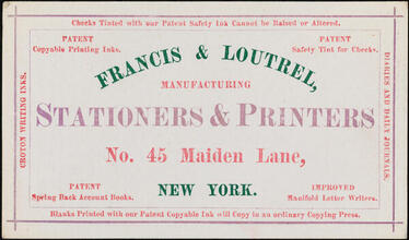 Francis & Loutrel, Manufacturing Stationers & Printers