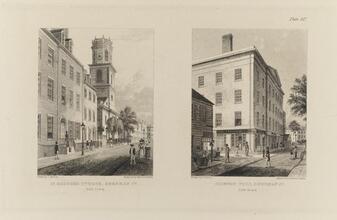 A. St. George's Church, Beekman St.; B. Clinton Hall, Beekman St.
