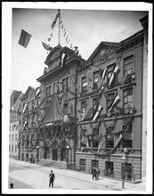 115 East 58th Street. Liederkranz Hall [decorated with bunting.]