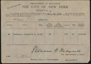 [The following named teacher was declared "fit and meritorious".]